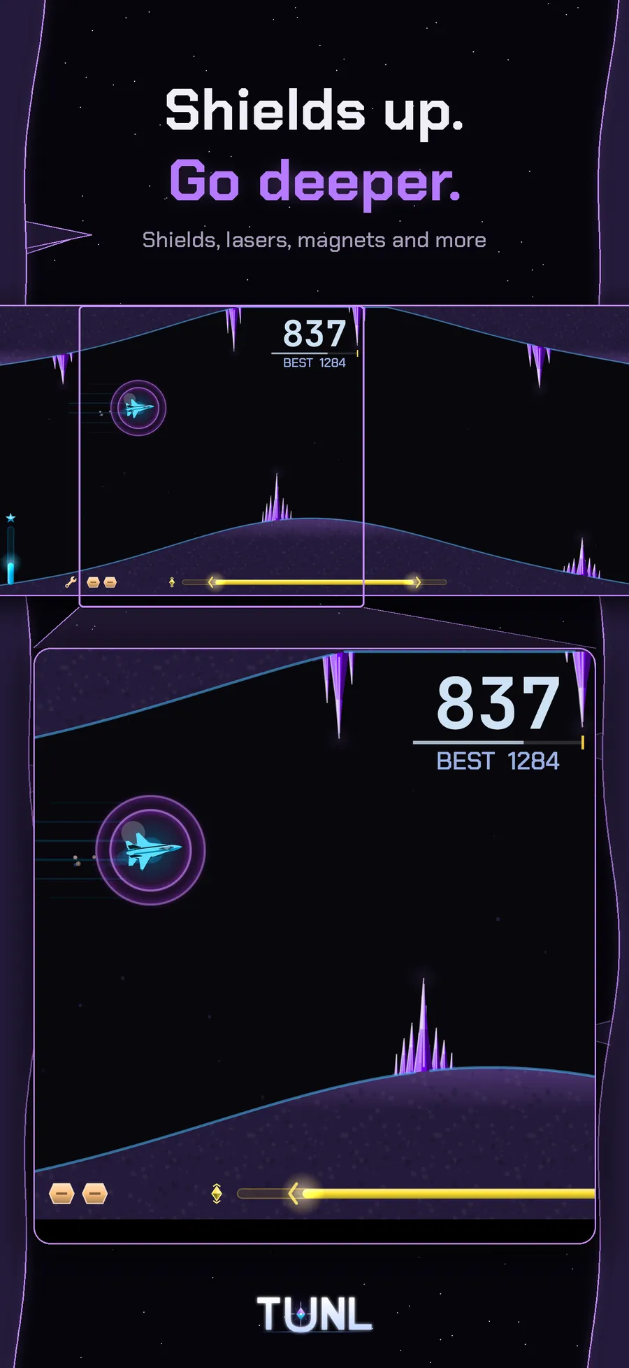 TUNL power-ups - shields, lasers, magnets and more, going deeper