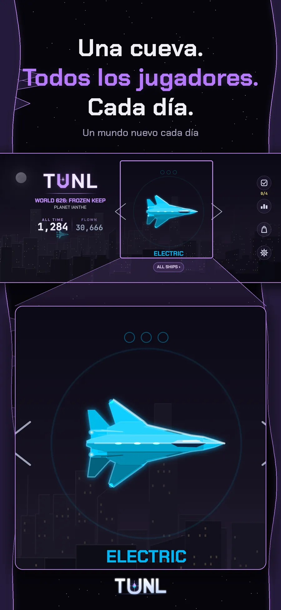 Pantalla de título de TUNL - una cueva, todos los jugadores, cada día