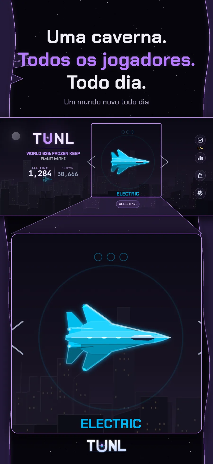 Tela de título do TUNL - uma caverna, todos os jogadores, todo dia